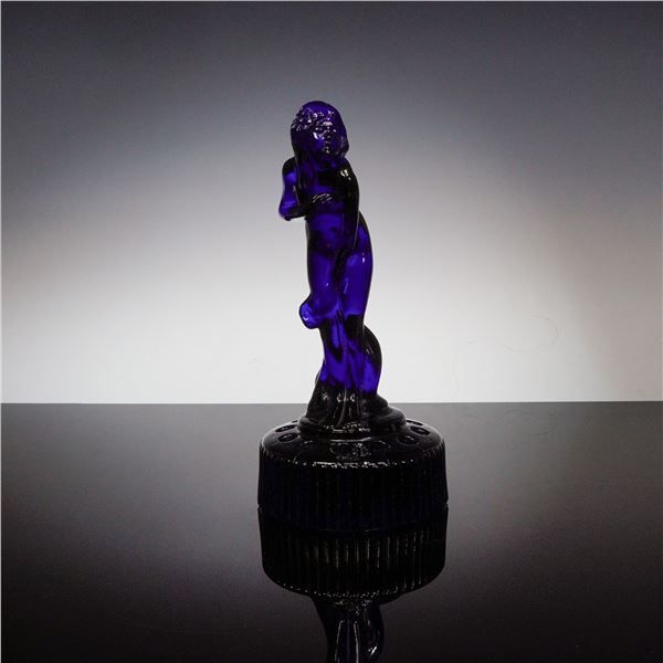 Cambridge Glass Cobalt Bashful Charlotte Flower Frog