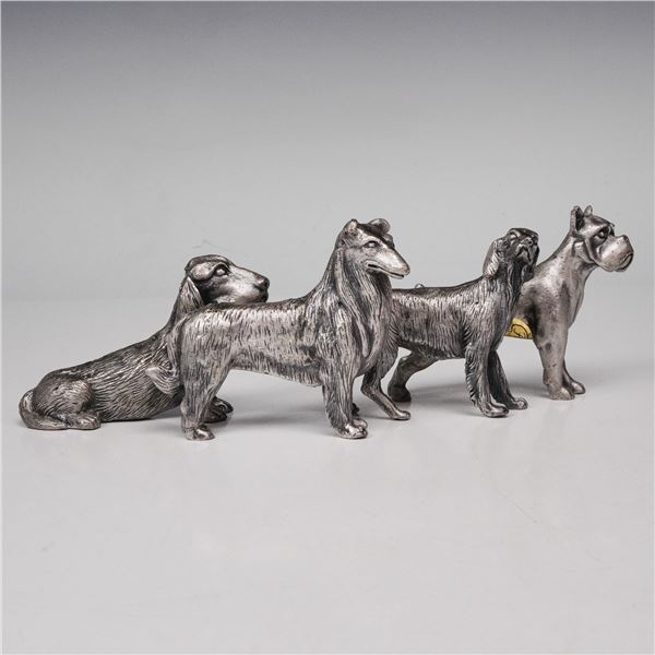 4pc Price Metal Dog Figurines - Collie, English Setter, Boxer & Bloodhound