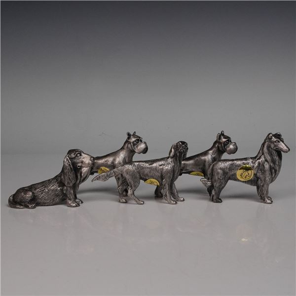 5pc Price Metal Dog Figurines - Collie, English Setter, Boxers & Bloodhound