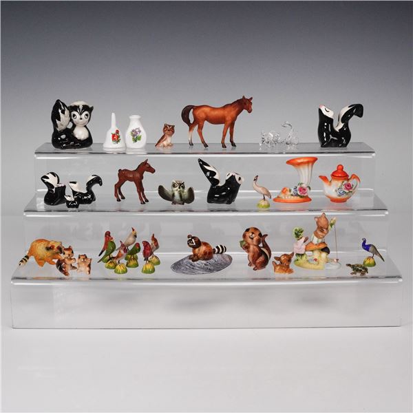33pc Collection of Miniature Ceramic & Wood Animal and Bird Figurines