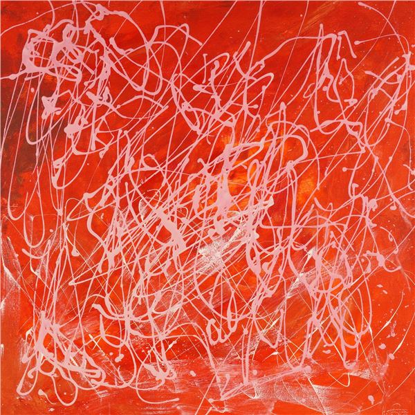 Abstract Expressionist Acrylic & Oil Painting on Canvas, Signed