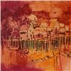 Image 3 : Lee Long Looi, Batik on Rice Paper, Waterfront Village Scene, Signed