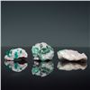 Image 1 : 3pc Mineral Specimens, Malachites on Quartz and Emerald in Matrix