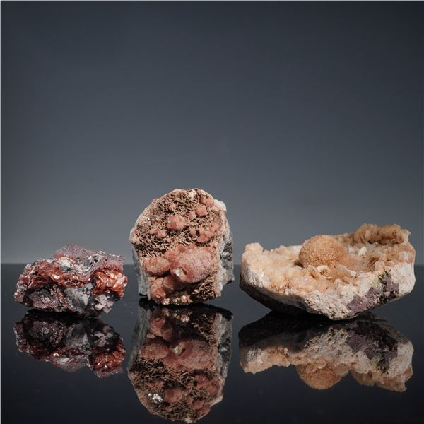 3pc Mineral Specimens, Thomsonite, Muscovite, and Rhodochrosite