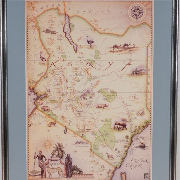 Decorative Pictorial Map of Kenya by Blue Rhino