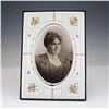 Image 1 : Enamel Portrait Frame with Antique Photograph on Convex Enamel Base
