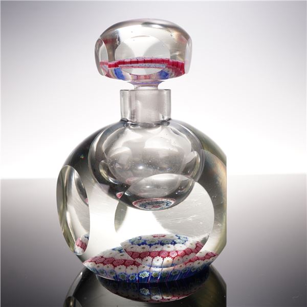 Millefiori Glass Scent or Ink Bottle with Stopper