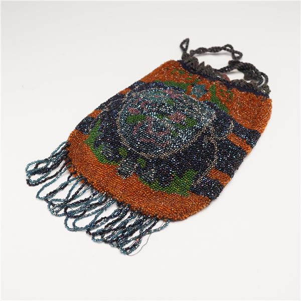 Floral Medallion Beaded Drawstring Purse