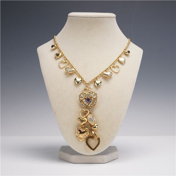 Kirk's Folly Gold Tone Heart Pin Charm Necklace