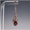 Image 2 : Pair of Sterling Silver Drop Earrings with Garnet and Marcasite