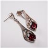 Image 6 : Pair of Sterling Silver Drop Earrings with Garnet and Marcasite