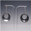 Image 3 : Pair of Sterling Silver Mosaic Inlay Drop Earrings