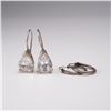 Image 1 : 2 Pairs of Earrings, Sterling Silver Pear Shape Drops and Hoops