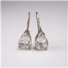 Image 2 : 2 Pairs of Earrings, Sterling Silver Pear Shape Drops and Hoops