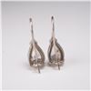 Image 4 : 2 Pairs of Earrings, Sterling Silver Pear Shape Drops and Hoops