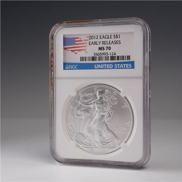 2012 American Silver Eagle Early Release Dollar Coin NGC Graded MS 70