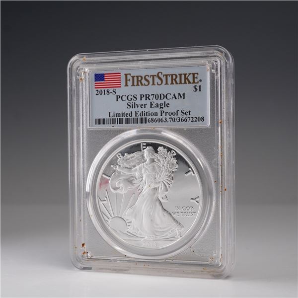 2018-S American Silver Eagle Dollar Coin PCGS Graded PR 70 DCAM