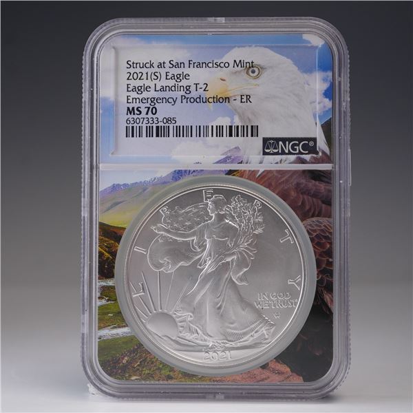 2021 (S) American Silver Eagle Type 2 Dollar NGC Graded MS 70