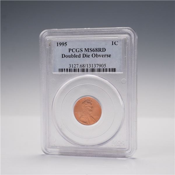 1995 Lincoln Memorial Cent PCGS Graded MS68RD Double Die Obverse