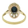 Image 4 : Antique Victorian 18k Gold Oval Cabochon Sapphire Old Rose Cut Diamond Halo Ring