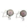 Image 3 : Fancy 14k White Gold 11.6mm Tahitian Pearl w/ 0.80 ctw Trillion Diamond Earrings