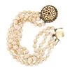 Image 7 : Vintage 14k Gold Large Angel Skin Coral 4 Strand 5.2-5.7mm Bead Wide Bracelet