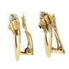Image 3 : Vintage Retro 14K Gold & Platinum w/ Diamond Grooved Fluted Clip On Earrings