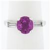 Image 2 : Vintage Platinum 2.51 ctw GIA NO HEAT Round Purple-Pink Sapphire & Diamond Ring