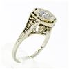 Image 9 : Antique Art Deco 14k White Gold Filigree 0.54 ctw European Diamond Solitaire Rin
