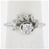 Image 2 : Vintage Solid 14k White Gold 0.45 ctw Round Solitaire Diamond w/ Flame Ring
