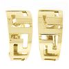 Image 1 : Solid 18K Yellow Gold Polished Graduating Greek Key Open Work Cuff Earrings
