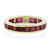 Image 4 : 18k Yellow Gold Channel GIA Square Step Burma Ruby Wide Eternity Stack Band Ring