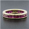 Image 8 : 18k Yellow Gold Channel GIA Square Step Burma Ruby Wide Eternity Stack Band Ring