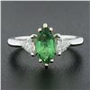 Image 3 : NEW Plat. & 18k Gold GIA Marquise Green Emerald w/ Trillion Diamond 3 Stone Ring