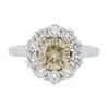 Image 6 : New Platinum & 14k Gold GIA Fancy Brown Diamond Flower Halo Cluster Ring