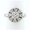 Image 1 : Antique Art Deco 14k Gold Old European Diamond Round Open Milgrain Platter Ring
