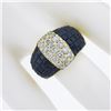 Image 7 : 18K Gold 5.23 ctw Mystery Invisible Set Sapphire & Diamond Wide Domed Band Ring