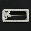 Image 2 : Antique Art Deco Platinum Old Cut Diamond w/ Emeralds Open Geometric Brooch Pin