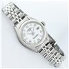 Image 3 : Rolex Ladies Stainless Steel White Dial White Gold Fluted Bezel Wristwatch
