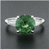 Image 2 : Vintage Platinum 3.04 ctw GIA Round Brilliant Green Emerald Baguette Diamond Rin