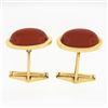 Image 3 : Vintage 14K Yellow Gold Oval Cabochon Bezel Set Carnelian Dual Swivel Cuff Links