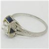Image 5 : Antique Art Deco 18k White Gold 0.65 ctw European Diamond and Sapphire Ring