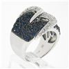 Image 9 : Levian 18k White Gold 1.80 ctw Pave Set Sapphire & Diamond Large Wide Buckle Rin