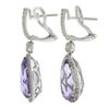 Image 3 : 18k White Gold 12.5 ctw Pear Purple Amethyst w/ Diamond Fancy Drop Dangle Earrin