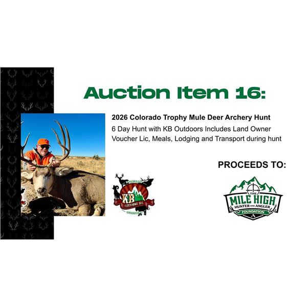 2026 Colorado Trophy Mule Deer Archery Hunt
