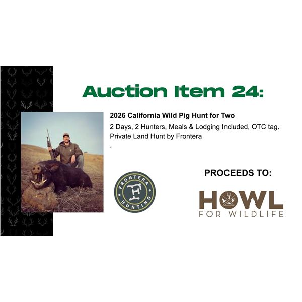 2026 California Wild Pig Hunt for Two