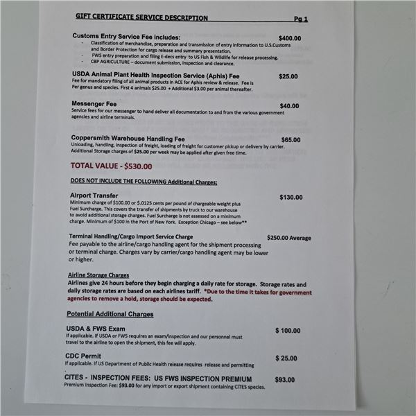 One Coppersmith clearance for hunting trophies