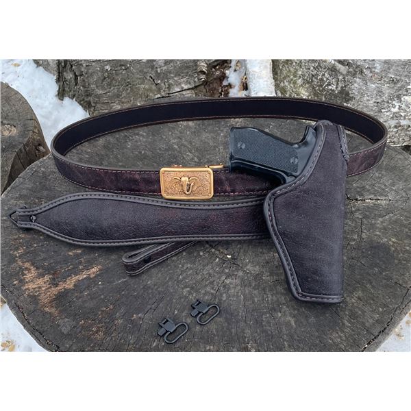 Genuine Elephant Belt, Rifle Sling and Gun Holster set.