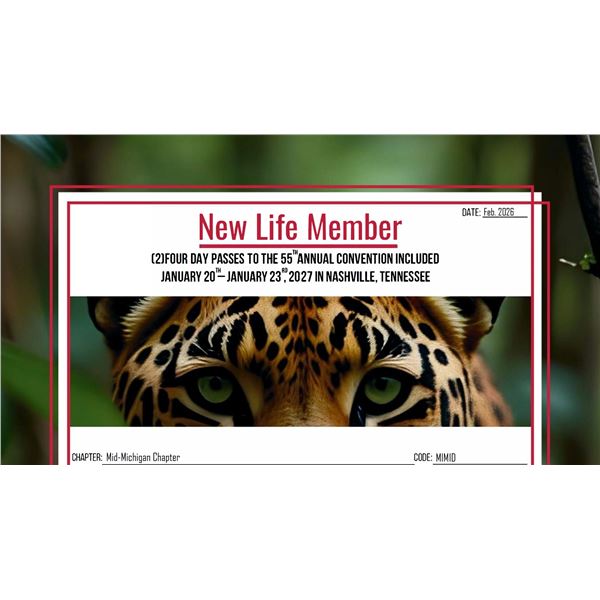 Safari Club International Life Membership and   Mid-Michigan Chapter of Safari Club International Li