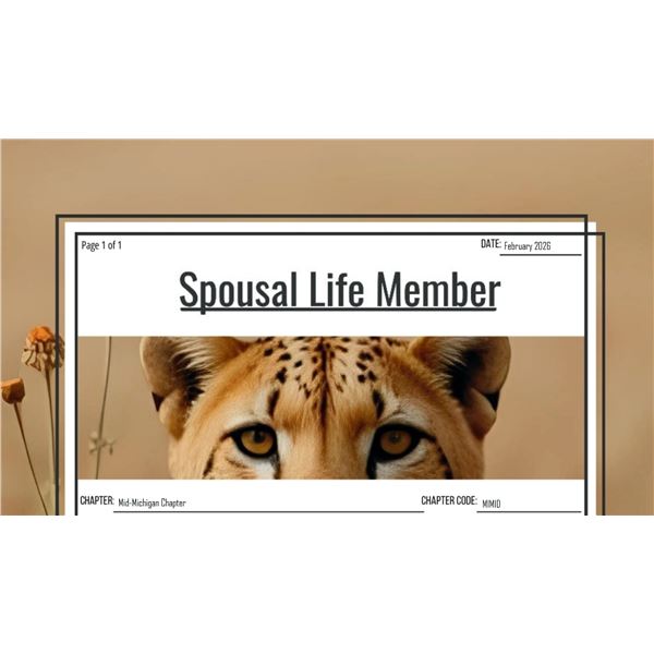 Safari Club International Spousal Life Membership and Mid-Michigan Chapter of Safari Club Internatio